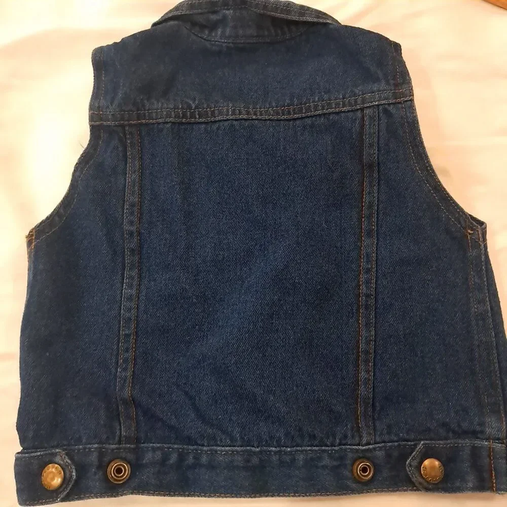 Vintage Hopscotch Denim Vest Size 24 Months dark Jean biker toddler‎ kids youth